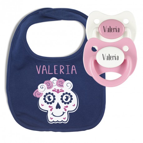 Pack Babero Personalizado Calavera Mexicana