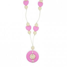 Collar de lactancia rosa con corazones