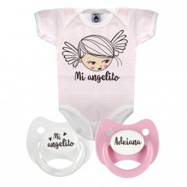 Pack body personalizado mi angelito rosa