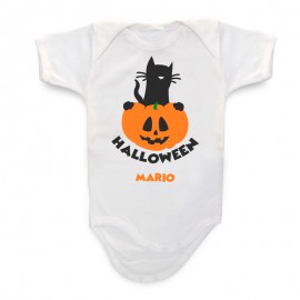 Body Bebé Personalizado Gato Calabaza Halloween