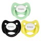 3 Chupetes Personalizados: Negro, Verde agua y Amarillo