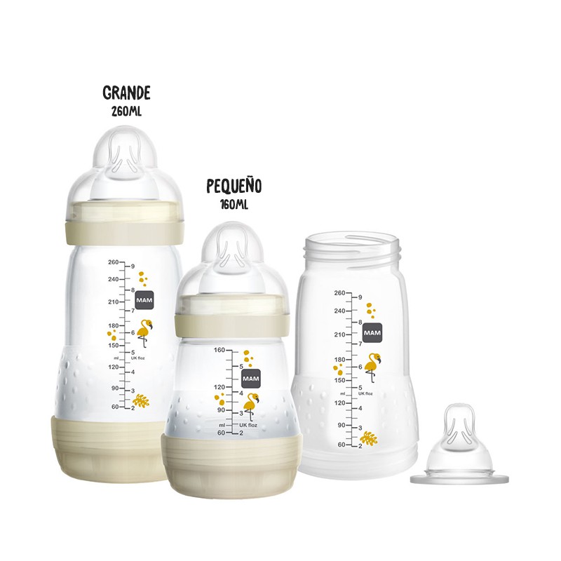 MAM Biberones para bebés amamantados, biberones MAM anticólicos, color  blanco, 2 unidades